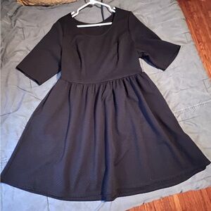 Apt 9 Elegant Black A-Line Dress heavy textured material goth emo half sleeve